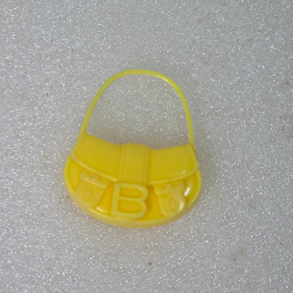 Mattel Barbie Yellow Plastic Purse B Logo Doll Toy Accessory 1.5"